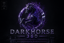 Darkhorse360 โ black horse with purple neon flame